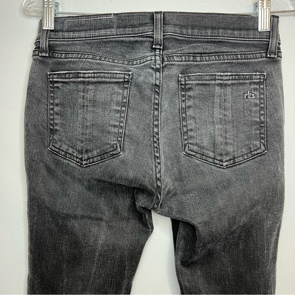 Rag & Bone Women's 26 Mid Rise Skinny Distressed Moto Jeans Black Side Zipper - Picture 8 of 10